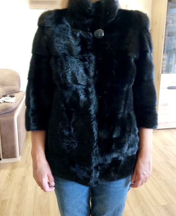 Шуба норкова чорна трансформер р. 44-46