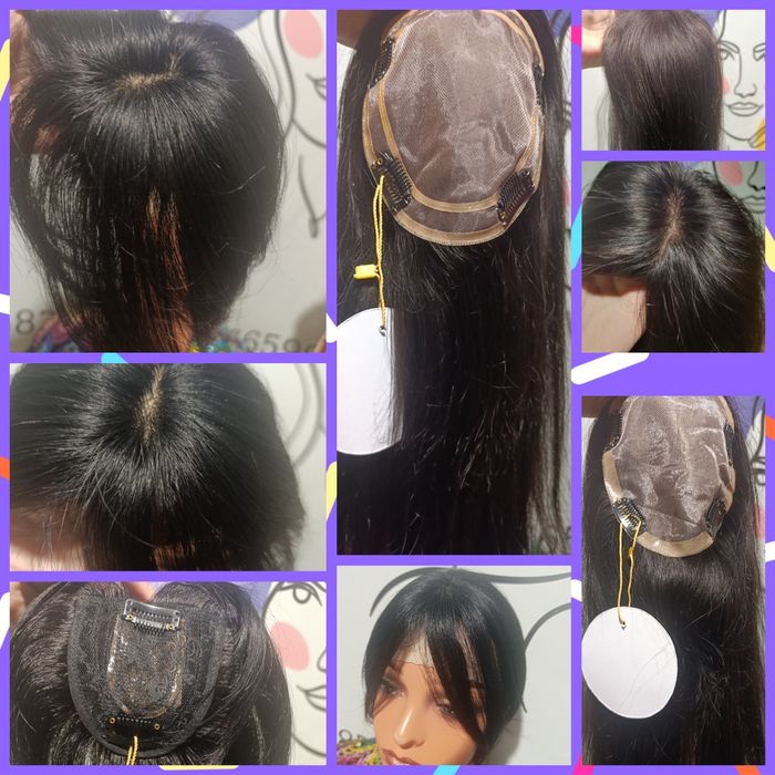 Парик 100% натуральні перуки, накладки на макушку на заколках розпрода