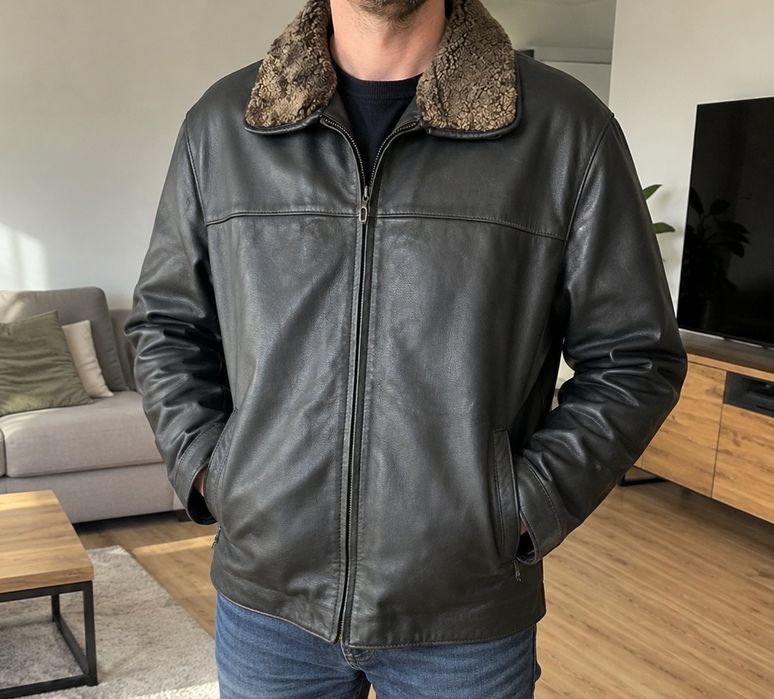 Kurtka skórzana zimowa męska skóra vintage r. XL