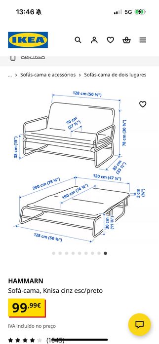 Sofa cama ikea preto