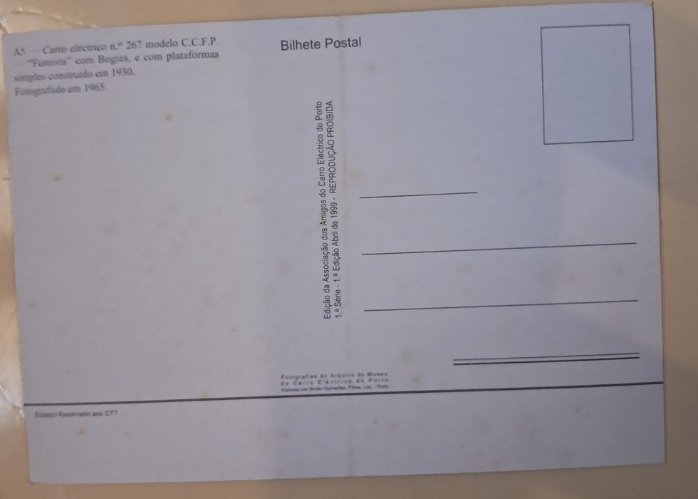 Postais de Carros Eléctricos da Cidade do Porto.