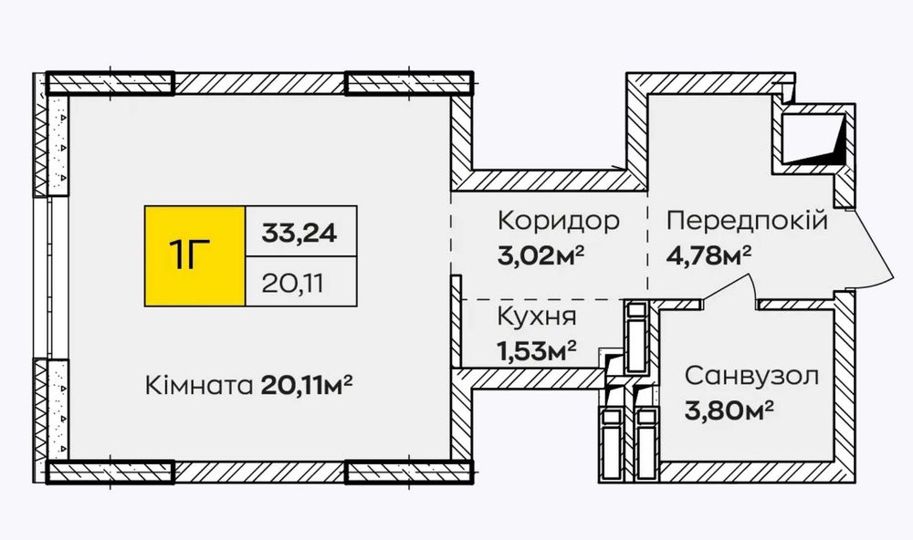 1-кімнатна квартира за адресою (площа 34 м²) - Atlanta.ua - фото 6