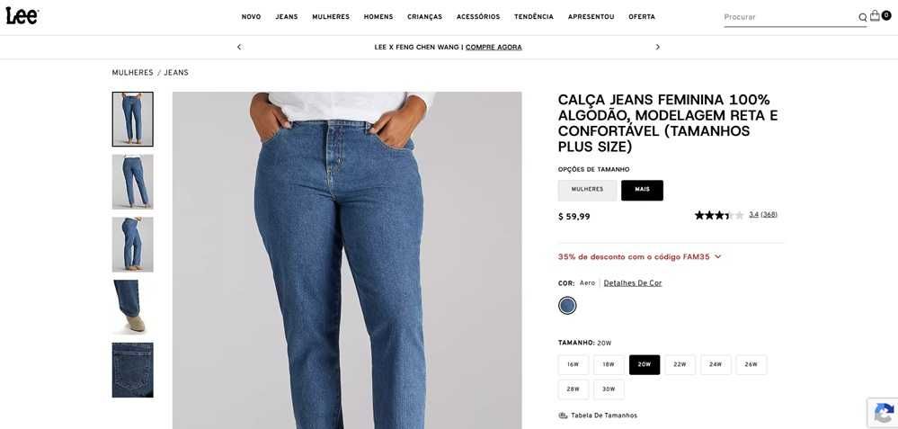 Lee Calças de ganga de perna reta Tam 48 50