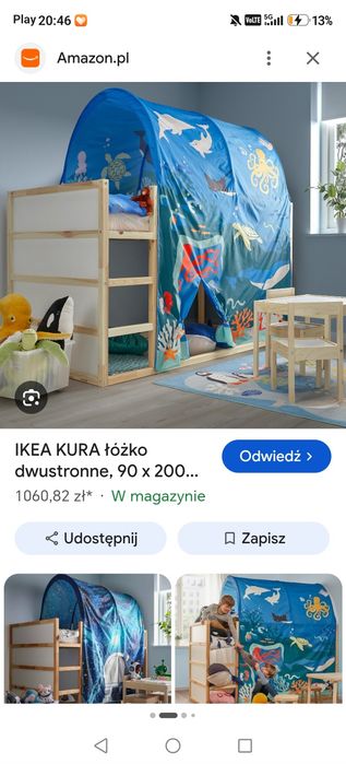 Nowe łóżko piętrowe kura plus zafoliowany baldachim ocean