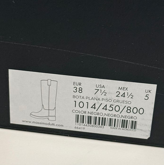 Жіночі шкіряні чоботи Massimo Dutti, розмір 38 чорні Массімо дутті