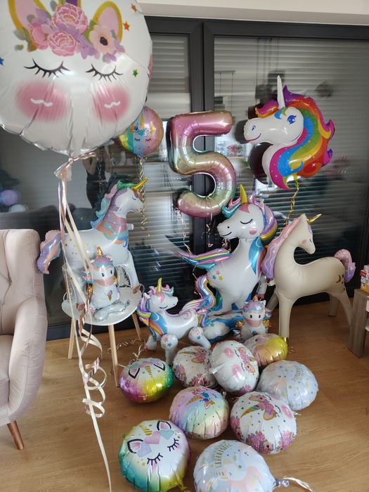 Ozdoby balony dekoracje urodzinowe dmuchane jednorożce jednorożec