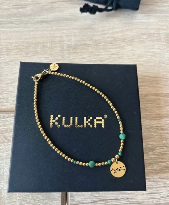 Kulka bransoletka znak zodiaku Byk złota minimalistyczna kamienie nowa