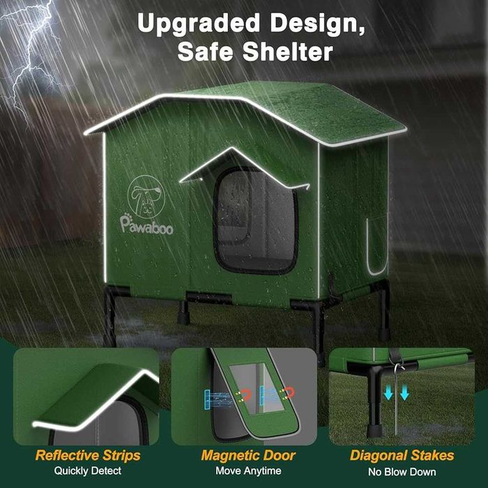 Zimowy domek dla kota podgrzewana mata