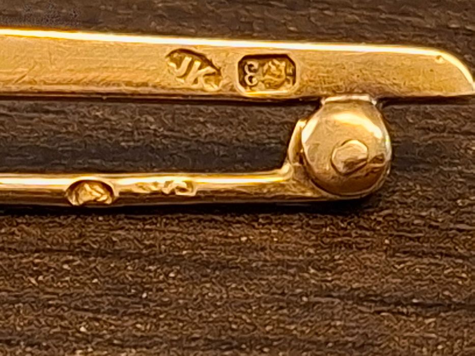 Zabytkowa złota 14K (583) BROSZKA Z NEFRYTEM