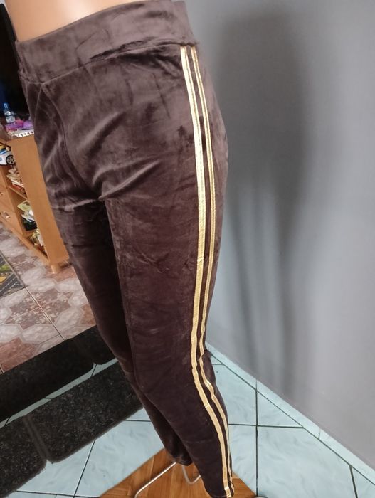 Spodnie welurowe z lampasami