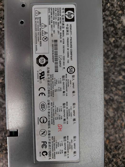 Fonte de Alimentação PSU HP 1000W