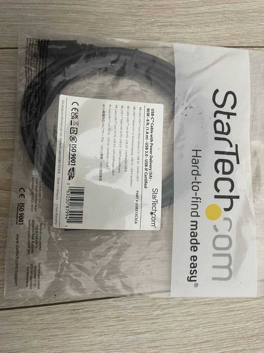 Кабель USB-C to USB-C StarTech.com (1.8 метра), 100W (5A), USB-IF