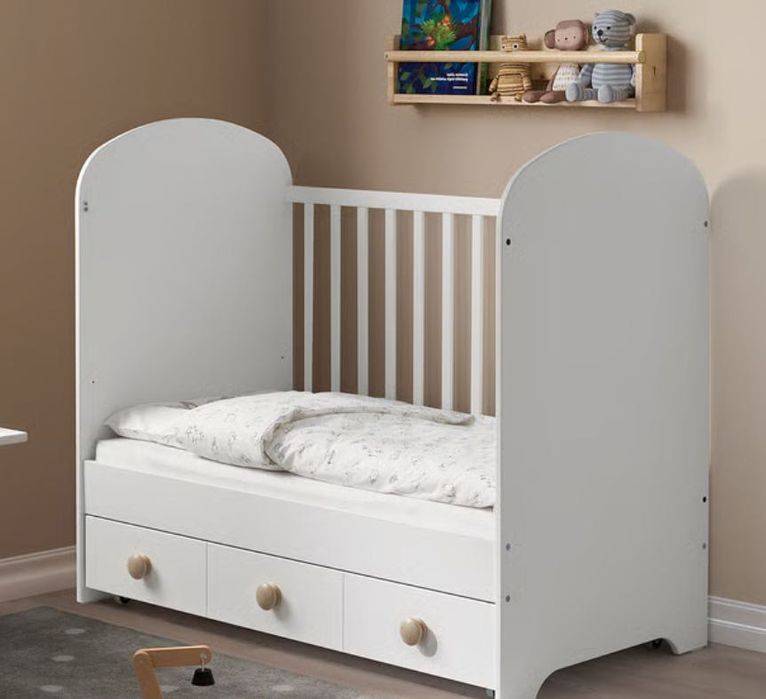 Berço c/gavetão branco e colchão 60x120 cm