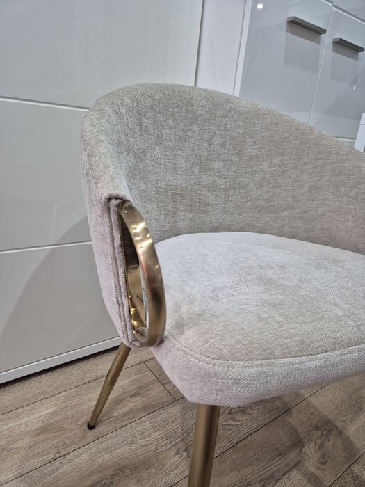 Krzesło clara fotel glamour złoto beż krem elegancja