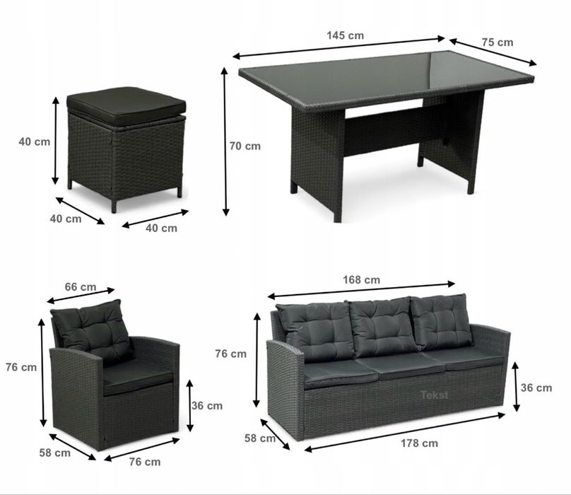 Meble ogrodowe technorattan zestaw sofa fotele kolory