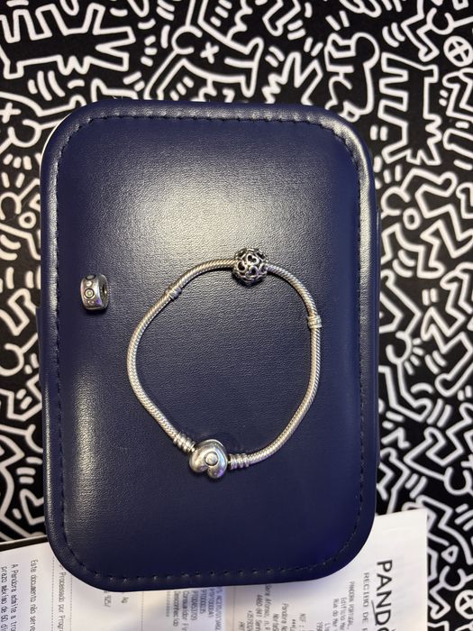 Pulseira Pandora Original + 2 contas  - Tam. 19.