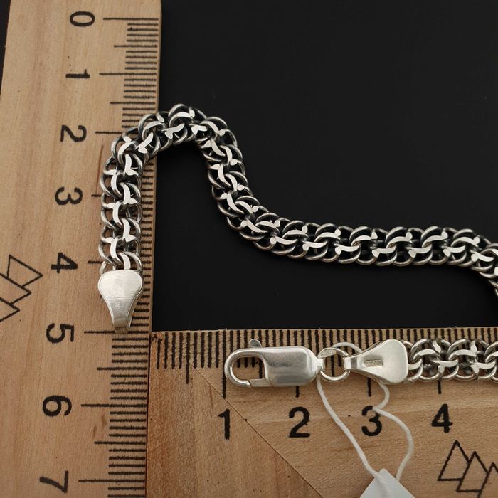 Срібний чоловічий браслет український Бісмарк цепочка на руку 925