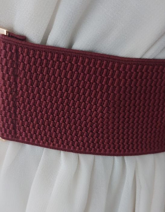 Elastyczny burgundowy szeroki pasek damski
