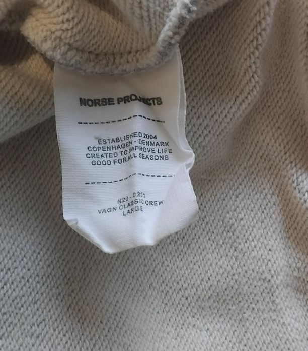 Norse Projects світшот, толстовка, розмір L, (Grey) (світло-сірий колір)