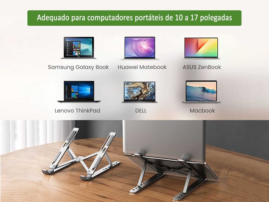Suporte e base de Alumínio para Portáteis, Notebook, Tablets e Kindle