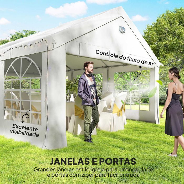 Gazebo para eventos 598x394x302 cm branco UPF30+