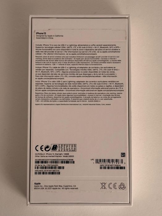 iPhone 13, 128 GB, Branco, Bom estado, Caixa + cabo + 2 capas oferta