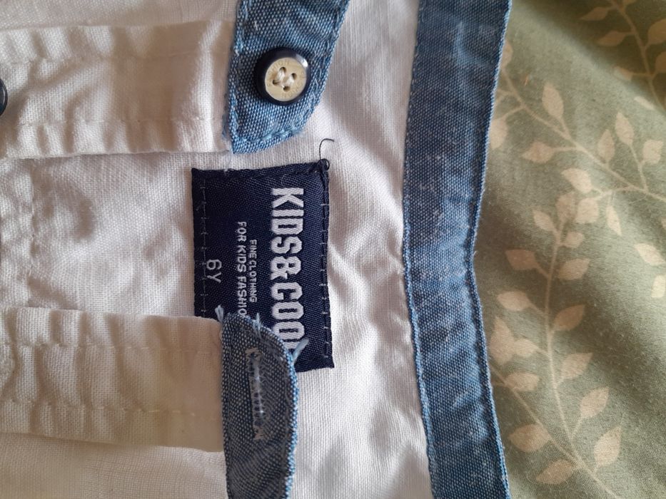 Koszula że stójka chłopiec 122/128 len i bawełna