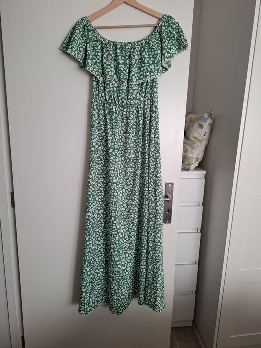 Vestido comprido ombro a ombro