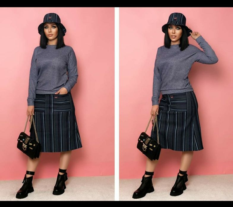 Джинсова спідниця в смужку