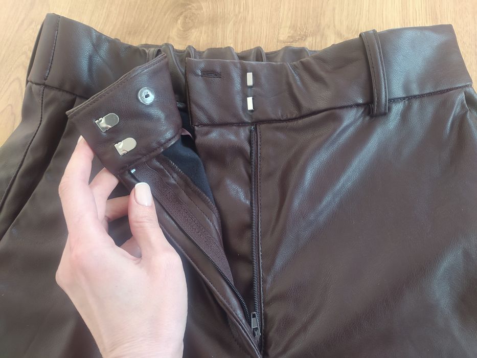 H&M жіночі штани екошкіра бордо