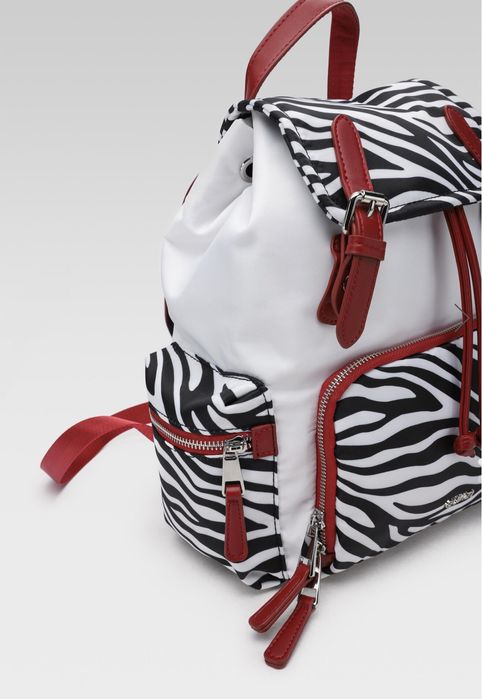 Plecak, zebra, w zebrę, czerwony, jak nowy