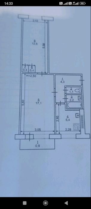 Продаж 2 кімнатної квартири 3 поверх 5 поверхівки  м-н Даманський