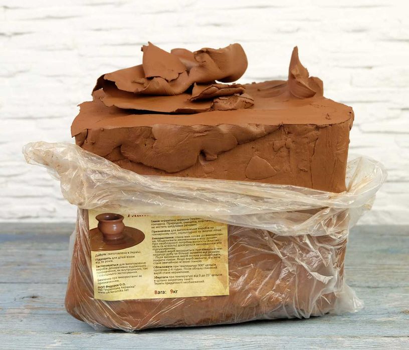 Глина гончарна червона 9 кг - натуральна глина, теракотова глина