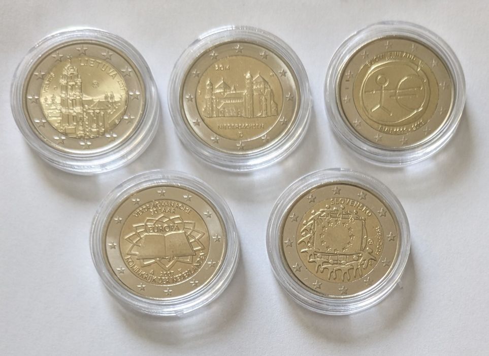 Lote 5 moedas comemorativas 2€