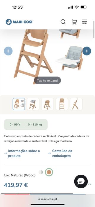 Cadeira de papa nova maxi cosi Nesta com kit refeicao Family
