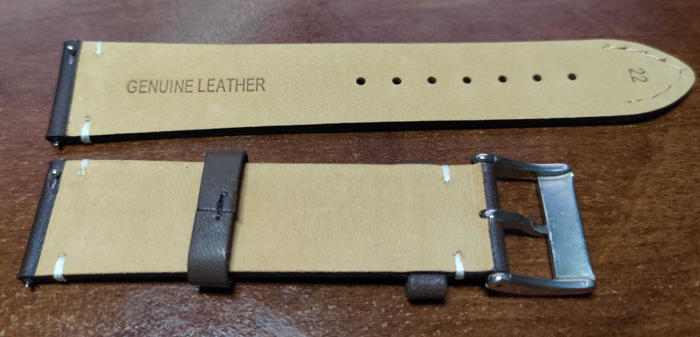 Pasek skórzany ciemny brąz 22mm