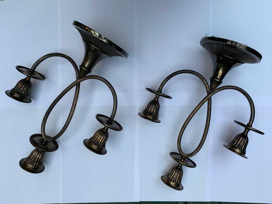 Pair of Antique Candelabras/Candelsticks by Topázio in Silver-Plated Finish.