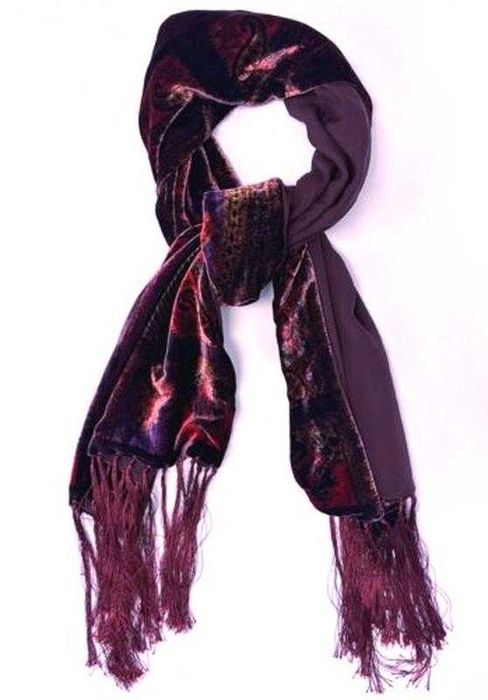 Велюровый бархатный шарф с бахромой Ralph Lauren винтаж