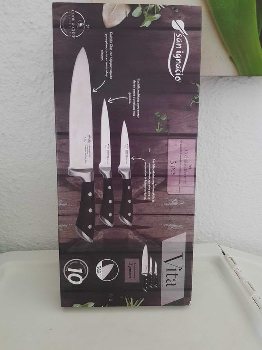 Conjunto de 3 facas novas de aço inoxidável