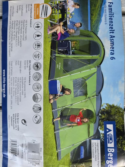 Namiot turystyczny kempingowy Berger,  6 osobowy.