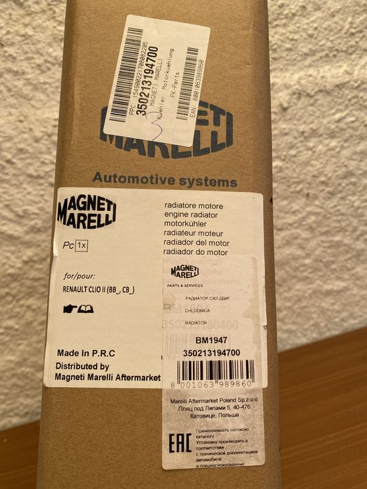 Radiador água Renault Clio ll 1.9d - Magneti Marelli-