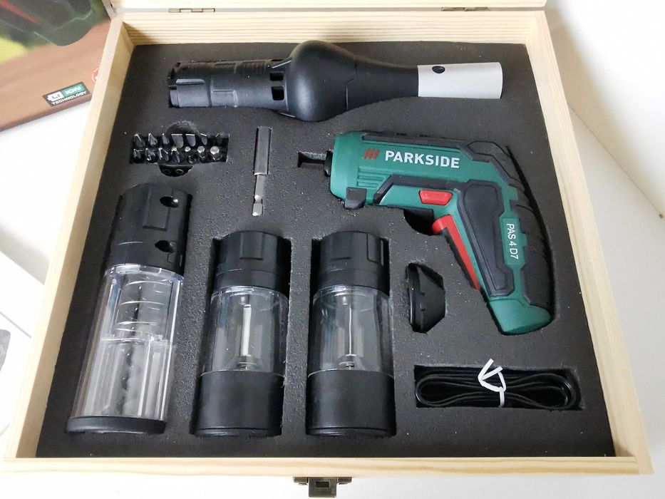 Aku Wkrętarka PARKSIDE PAS 4 D7+solniczka+dmuchawa doGRILLA 5w1 Gwar3L