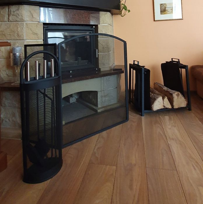 Kosz na drewno kominkowe stojak metalowy akcesoria przybory do kominka