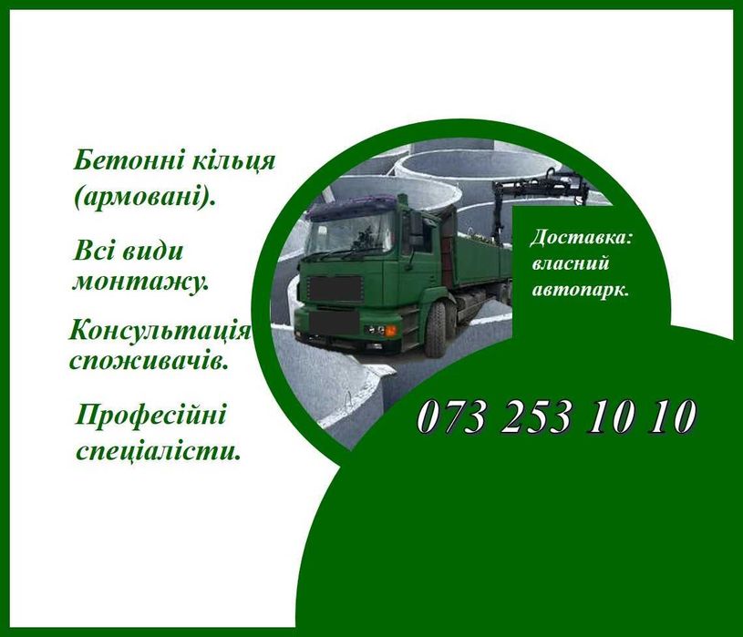 Кільця бетонні 08х03. Септик, скважина. Бетонні кільця