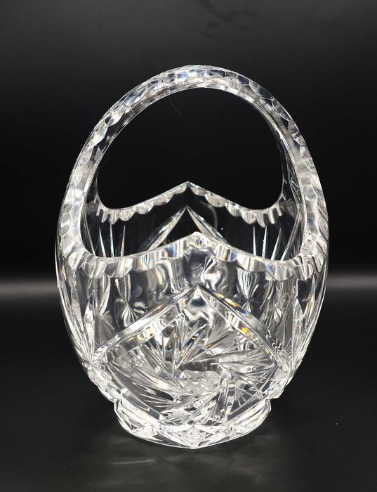 Piękny kryształowy koszyk PRL