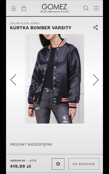 Calvin Klein kurtka typu bomber