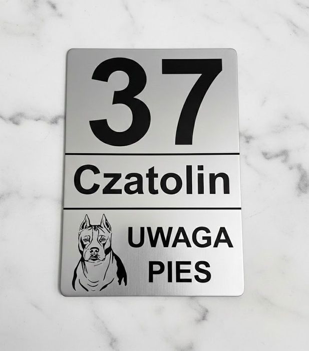 Tabliczka grawerowana uwaga pies adres numer domu