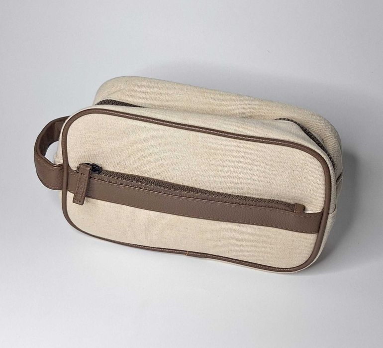 Kosmetyczka płócienna beżowa 27x16cm nowa