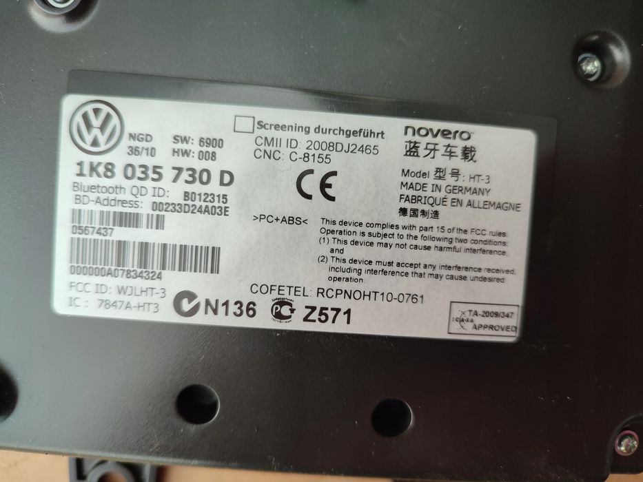 moduł sterownik bluetooth vw passat b6 lift 1k8035730d europa
