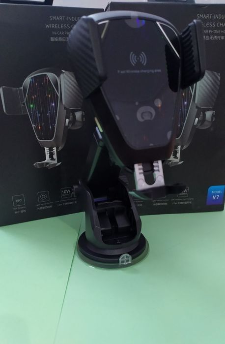 Автотримач для телефона + безпровідна зарядка wireless charging V7